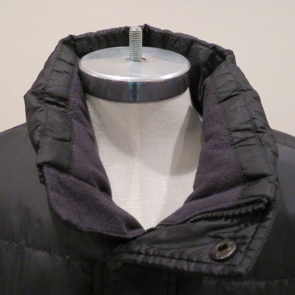 Men Large Black Puffer Jacket Eddie Bauer Goose Down Hood Lightweight Quilted - Picture 15 of 16